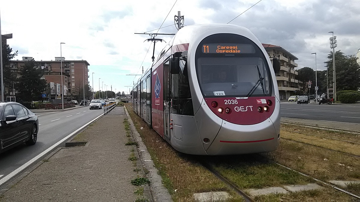 Tram linea 1 tramvia di Firenze, foto d'archivio