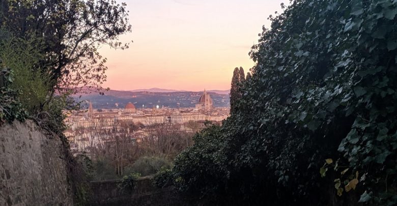 la piana di Firenze vista dal Monte Oliveto, sullo sfondo i colli fiesolani