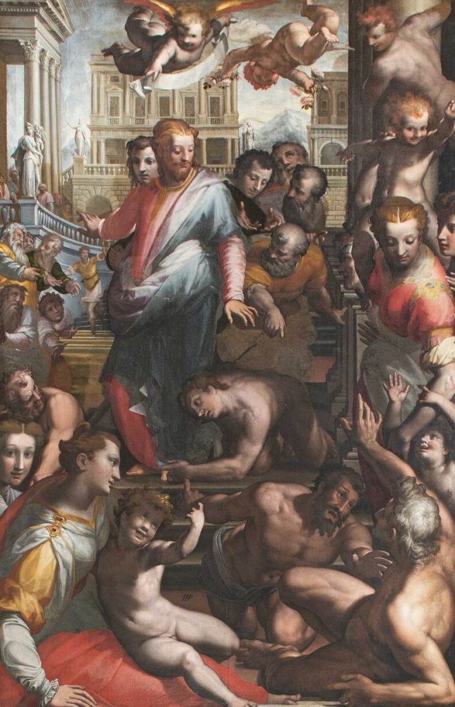 "Cristo e l'emorissa", affresco di Morandini nella Chiesa di San Bartolomeo a Monteoliveto