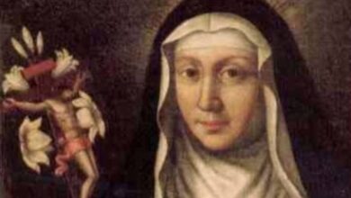 Particolare di un ritratto della beata Maria Bartolomea, gloria dei Bagnesi.