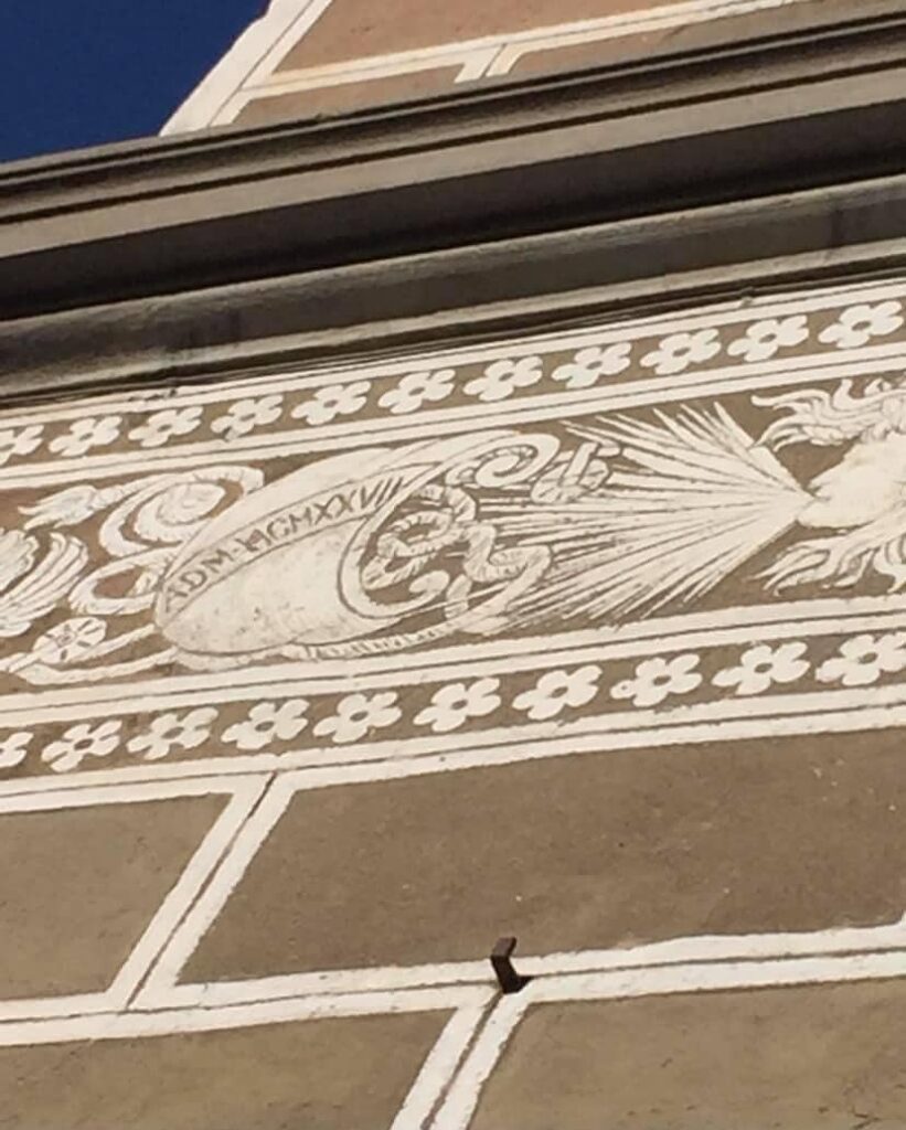 Amedeo Benini, particolare della decorazione "a graffito" neorinascimentale della facciata del proprio villino in Piazza Matteotti a Scandicci (1927; foto dell'autore).