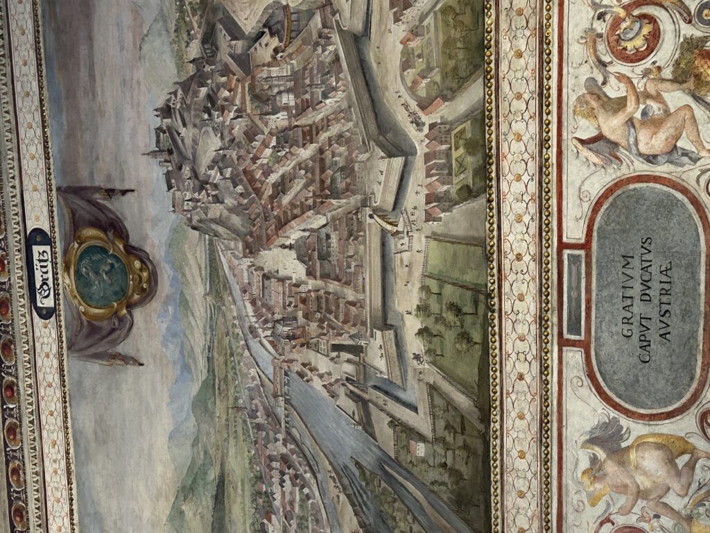 Artisti del XVI secolo, vedute delle città asburgiche, particolare della città di Graz. 