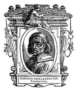Il ritratto di Ridolfo del Ghirlandaio, incisione proveniente dalle Vite del Vasari.